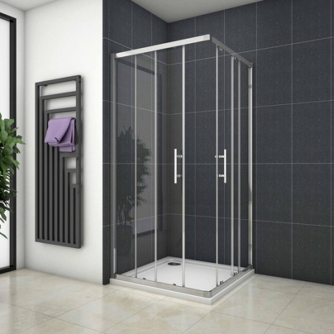 Rechthoekige hoekinstap douchecabine 90x76x195cm,dubbele schuifdeur,6mm nano veiligheidsglas easyclean