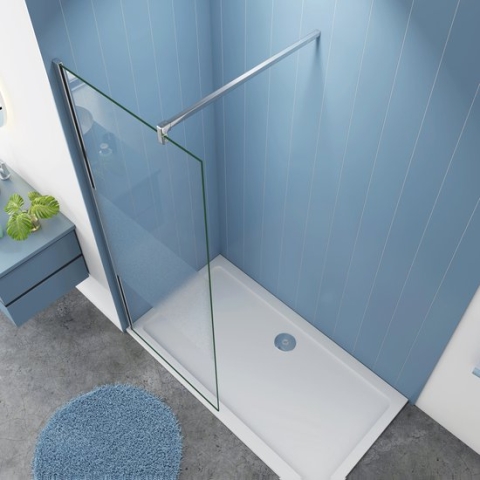 Serie Chrysant - Inloopdouche/ Douchewand - 140x200 - Chroom Profiel - Antikalk - 8mm Semi Gesatineerd Veiligheidsglas