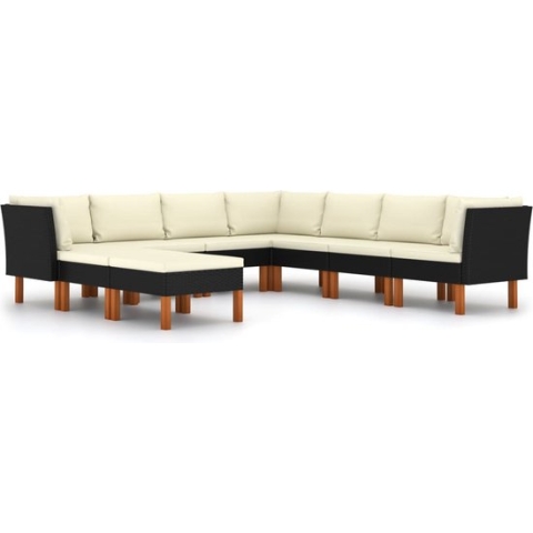 vidaXL-9-delige-Loungeset-met-kussens-poly-rattan-zwart