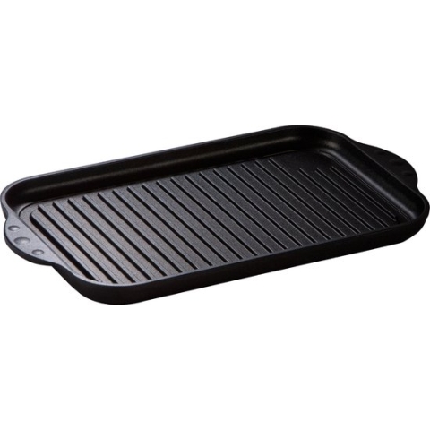 Eurolux Grillplaat met Grepen - 36.5 x 21.5 x 2.5 cm - Zwart - Aluminium - Geschikt voor alle Warmtebronnen