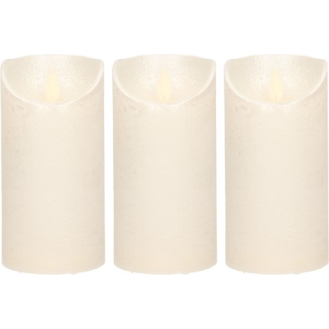 3x Creme parel LED kaarsen / stompkaarsen 15 cm - Luxe kaarsen op batterijen met bewegende vlam