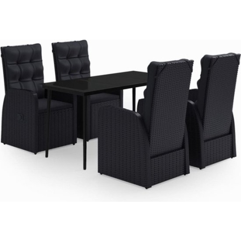 vidaXL-5-delige-Tuinset-met-kussens-zwart