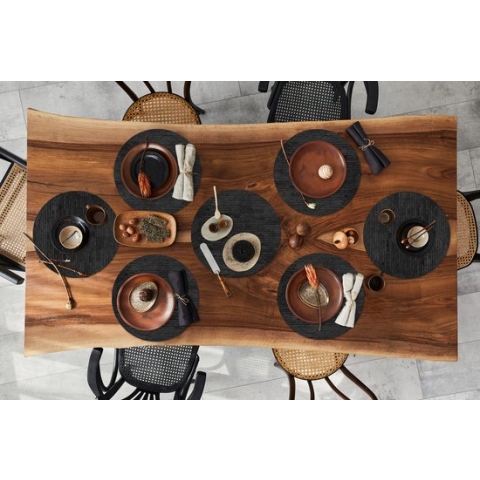 Ronde placemats - Onderlegger - Placemats rond - Stenen - Zwart - Muren - 8 stuks