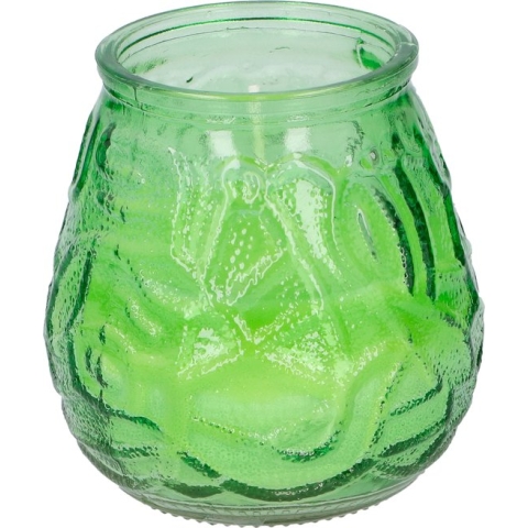 1x Citronella lowboy tuin kaarsen in groen glas 10 cm - Anti muggen/insecten artikelen