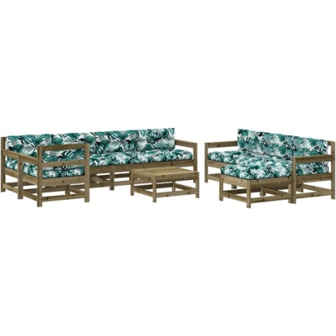 vidaXL-10-delige-Loungeset-met-kussens-geïmpregneerd-grenenhout