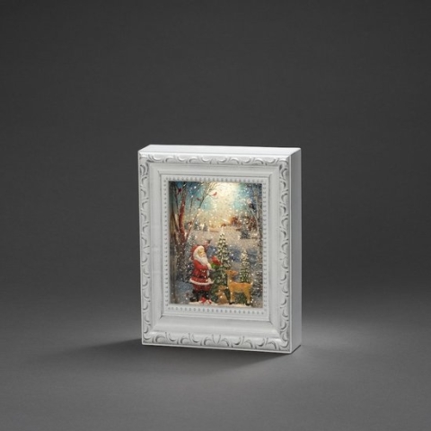 Konstsmide LED sneeuwlantaarn fotoframe met kerstman in de sneeuw