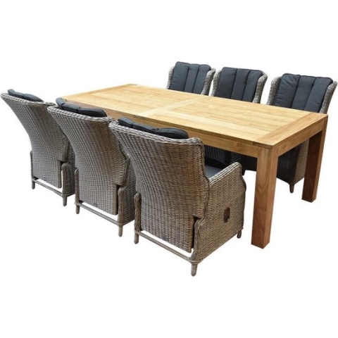 Darwin Krista dining tuinset 240x100xH77,5 cm verstelbaar grijs