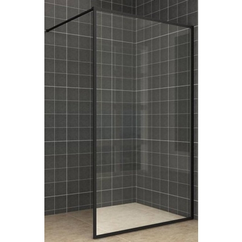 Saqu Frame douchewand 90x200cm Nanoglas/Mat zwart