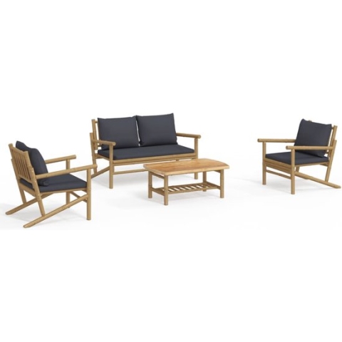 vidaXL-4-delige-Loungeset-met-kussens-bamboe-donkergrijs