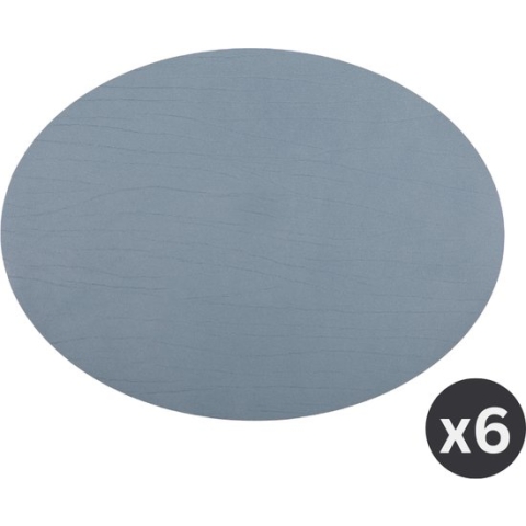 Placemat TITAN ovaal, SET/6, 33x45cm, blauw dubbelzijdig