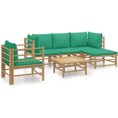 vidaXL-6-delige-Loungeset-met-kussens-bamboe-groen