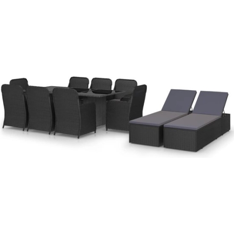 vidaXL-11-delige-Tuinset-poly-rattan-zwart