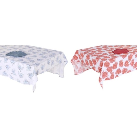 Placemat en servetten DKD Home Decor 150 x 250 x 0,5 cm Blauw Fuchsia Wit (2 Stuks)