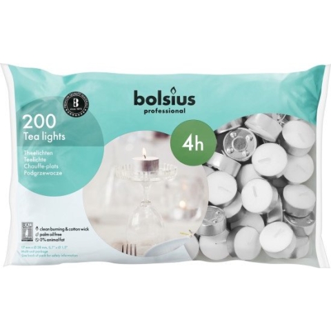 800 stuks Bolsius professional witte 4-uurs waxinelichtjes in Horeca zak