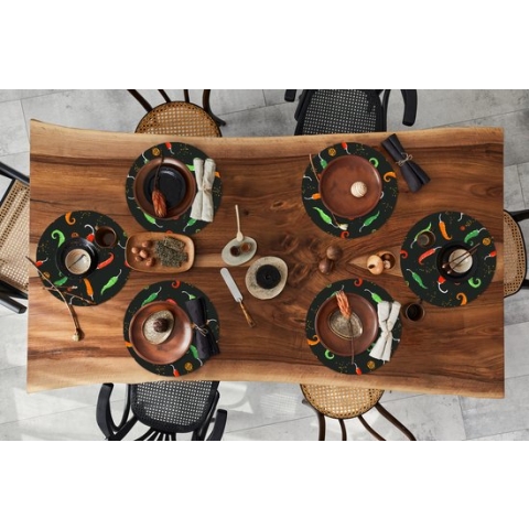 Ronde placemats - Onderlegger - Placemats rond - Peper - Patronen - Zaden - 6 stuks