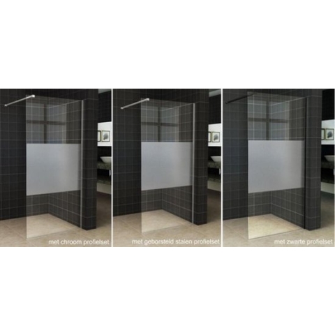 Wiesbaden Slim - Inloopdouche / Douchewand - 100x200 - Helder / Mat Glas - Antikalk - 8mm Veiligheidsglas - Excl. Stabilisatiestang en Profielset