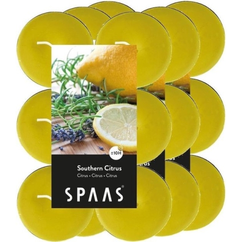 36x Maxi geurtheelichtjes Southern Citrus 10 branduren - Geurkaarsen citroengeur - citronella