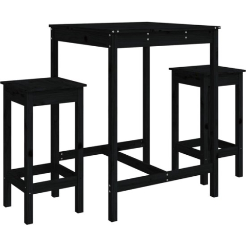 vidaXL-3-delige-Tuinbarset-massief-grenenhout-zwart