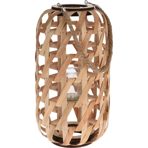 lantaarn - hout - woondecoratie - lantaarn windlicht