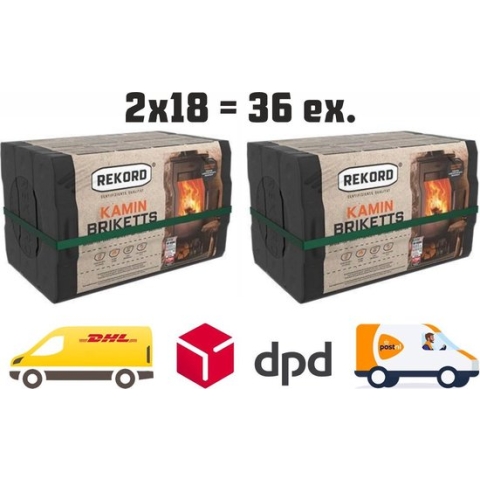 Bruinkool briketten - bruinkool - 1x 36 stuks - rekord bruinkool briketten - haardhout - kachel - 20 kg.