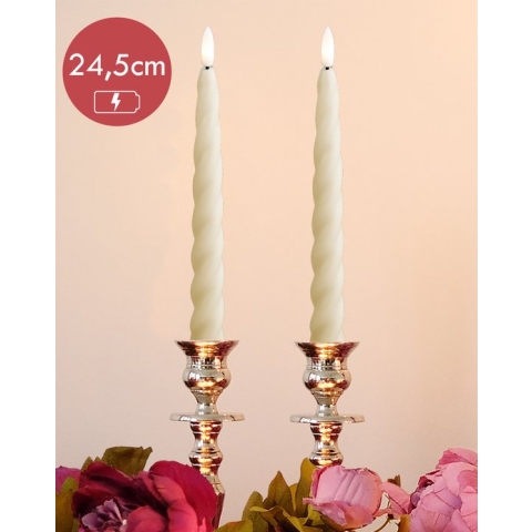 LED dinerkaars ivoor met vlam effect 24,5cm