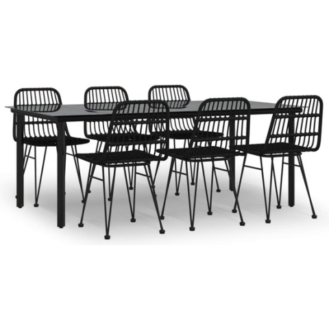 vidaXL-7-delige-Tuinset-poly-rattan-zwart