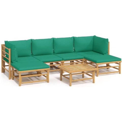 vidaXL-7-delige-Loungeset-met-kussens-bamboe-groen