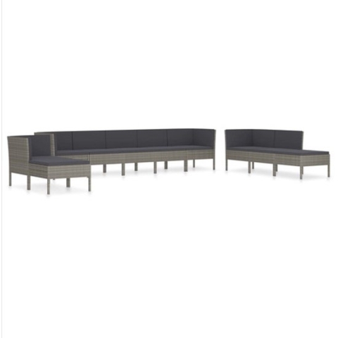 vidaXL-10-delige-Loungeset-met-kussens-poly-rattan-grijs