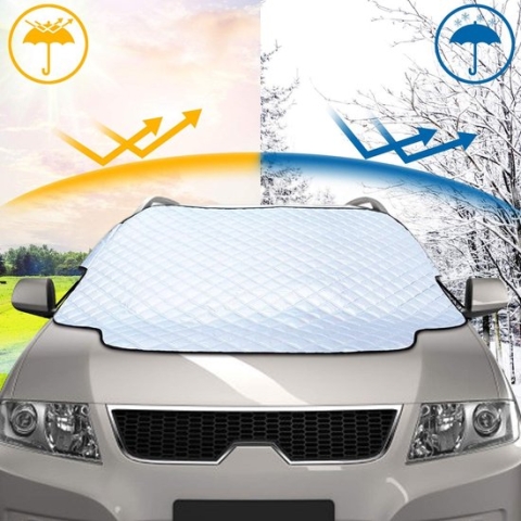 Voorruithoes voor de auto, winters windscherm magnetische hoes, robuuste uiterst dikke beschermende voorruit ijshoes sneeuw vorst stof zonwering beschermer 4 lagen in alle weersomstandigheden (grote afmetingen van 193 x 126 cm)