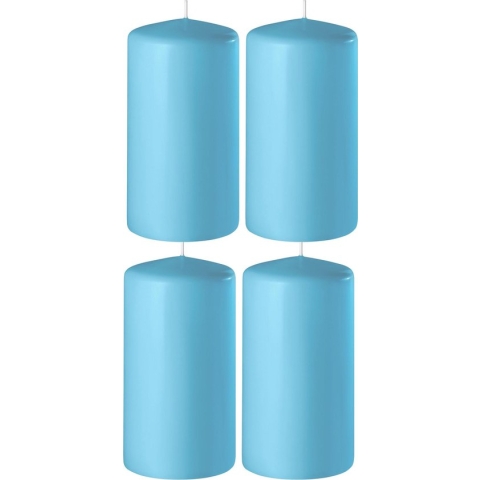 4x Turquoise cilinderkaarsen/stompkaarsen 6 x 12 cm 45 branduren - Geurloze kaarsen turquoise - Woondecoraties