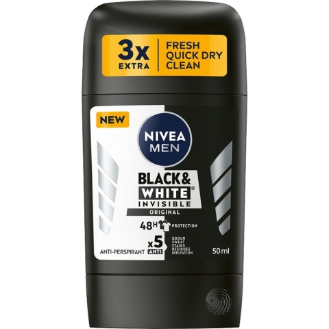 Mannen Black&White Invisible Original anti-transpirant stick 50ml