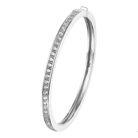 Zilver Gerhodineerde Bangle scharnier zirkonia 4 1330109
