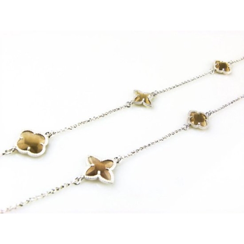 model Fiori gemengde motieven collier in zilver bruine gemengde motieven