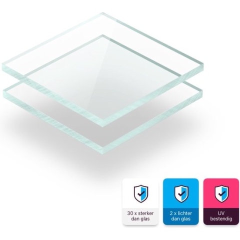 Plexiglas plaat 3 mm dik - 150 x 80 cm - Getint Glaslook