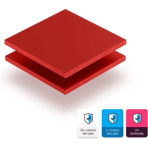 Plexiglas plaat 8 mm dik - 100 x 90 cm - Letterplaat Signaalrood