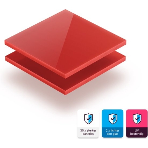 Plexiglas plaat 3 mm dik - 120 x 100 cm - Opaalrood