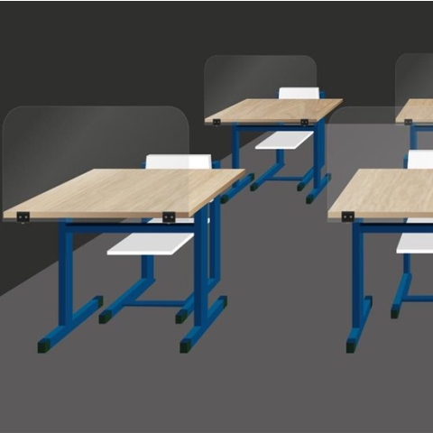 Plexiglas coronascherm schooltafel 150x60 cm – preventiescherm – 2 tafelklemmen