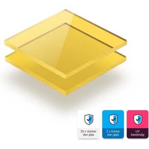 Plexiglas plaat 3 mm dik - 150 x 80 cm - Getint Geel