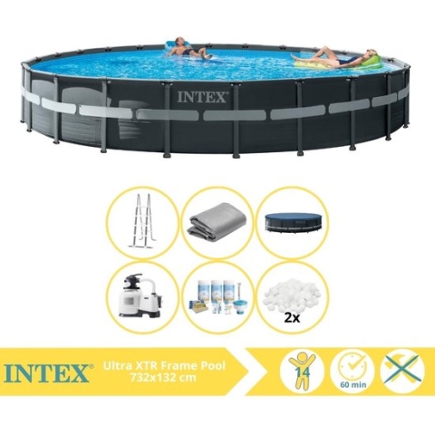 Intex Ultra XTR Frame Zwembad - Opzetzwembad - 732x132 cm - Inclusief Onderhoudspakket en Filterbollen