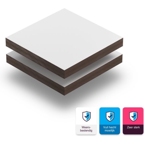 HPL plaat 6 mm dik - 90 x 70 cm - Structuur Wit
