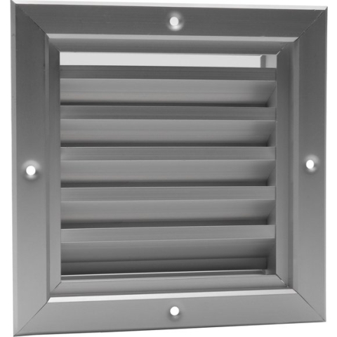 Aluminium ventilatierooster met vaste lamellen 150x150mm - aluminium kleur
