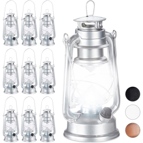 Relaxdays 10 x lantaarn led - stormlamp - windlicht - olielamp - retro stijl op batterijen