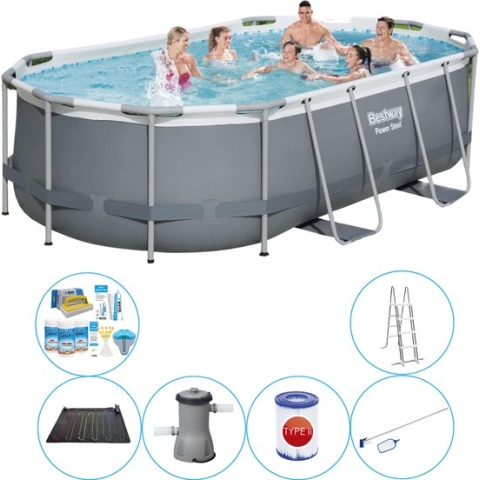 Power Steel Ovaal 427x250x100 cm - 7-delig - Zwembad Deal