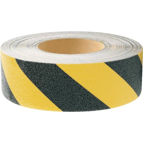 Anti slip gevarentape, zwart geel, 18,3 meter breedte 25 mm