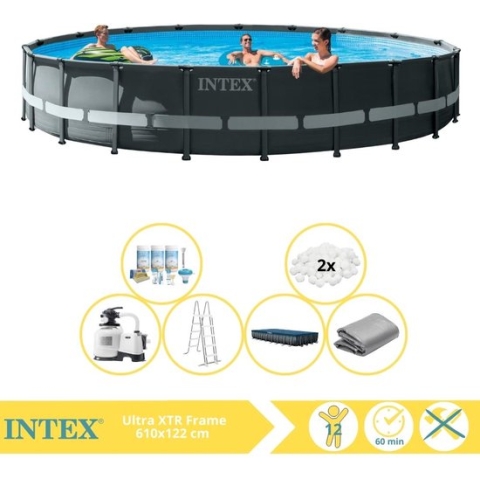 Intex Ultra XTR Frame Zwembad - Opzetzwembad - 610x122 cm - Inclusief Onderhoudspakket en Filterbollen