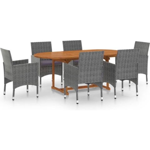 vidaXL-7-delige-Tuinset-poly-rattan-grijs