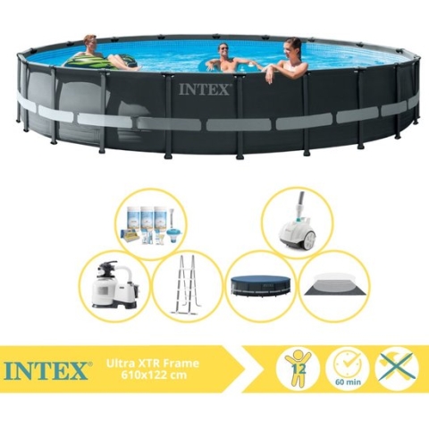 Intex Ultra XTR Frame Zwembad - Opzetzwembad - 732x132 cm - Inclusief Onderhoudspakket en Zwembad Stofzuiger