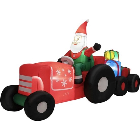Mara Opblaasbare Kerstman Slee Rendier - Kerstdecoratie - Winterdecoratie - Kerstverlichting - LED verlichting - Zelfopblazend - 190 x 110 x 155 cm