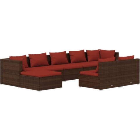vidaXL-9-delige-Loungeset-met-kussens-poly-rattan-bruin