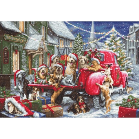 Luca-S Puppies Christmas borduren (pakket) B2414